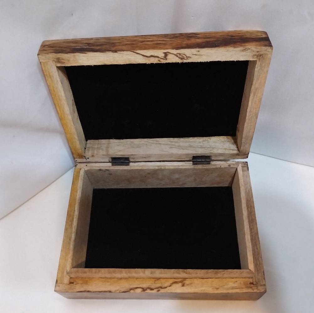 Wooden Keepsake Magic Storage Witchy Jewlery Spell Box Raven Pentagram Crow Vine - Picture 6 of 14